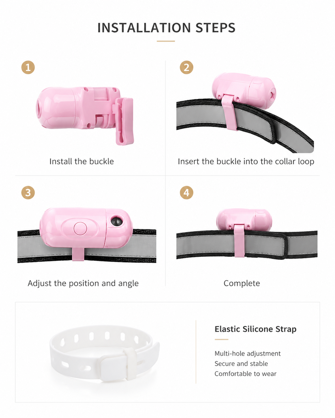 Pink MADA GlowTag pet projection device showing power button